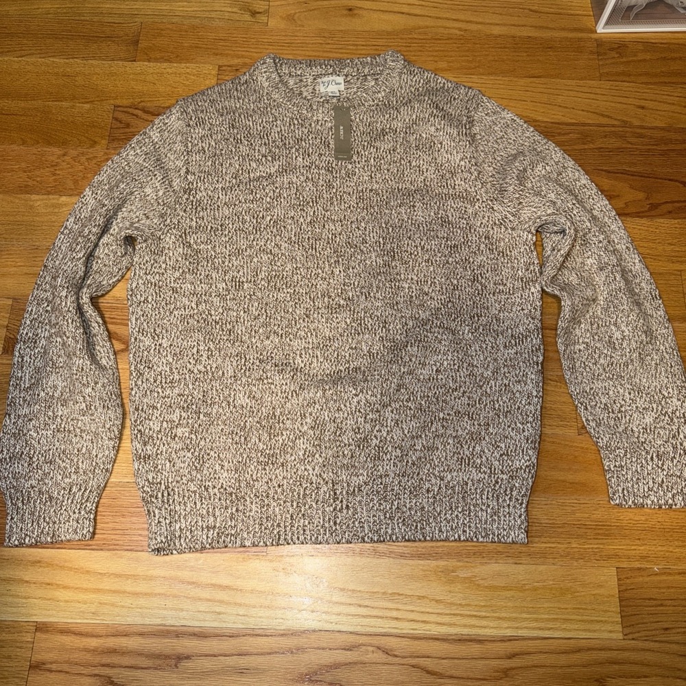 New J. Crew Sweater Mens XL Knit For J Crew Neck NWT Beige